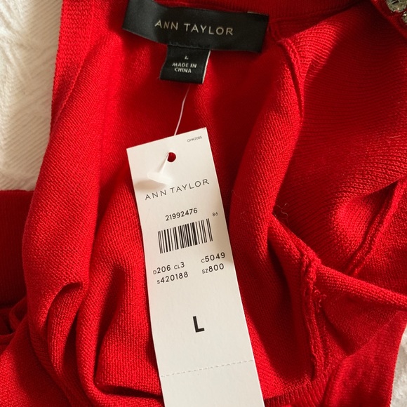 Ann Taylor Red Embellished Sweater Size L - Picture 7 of 8
